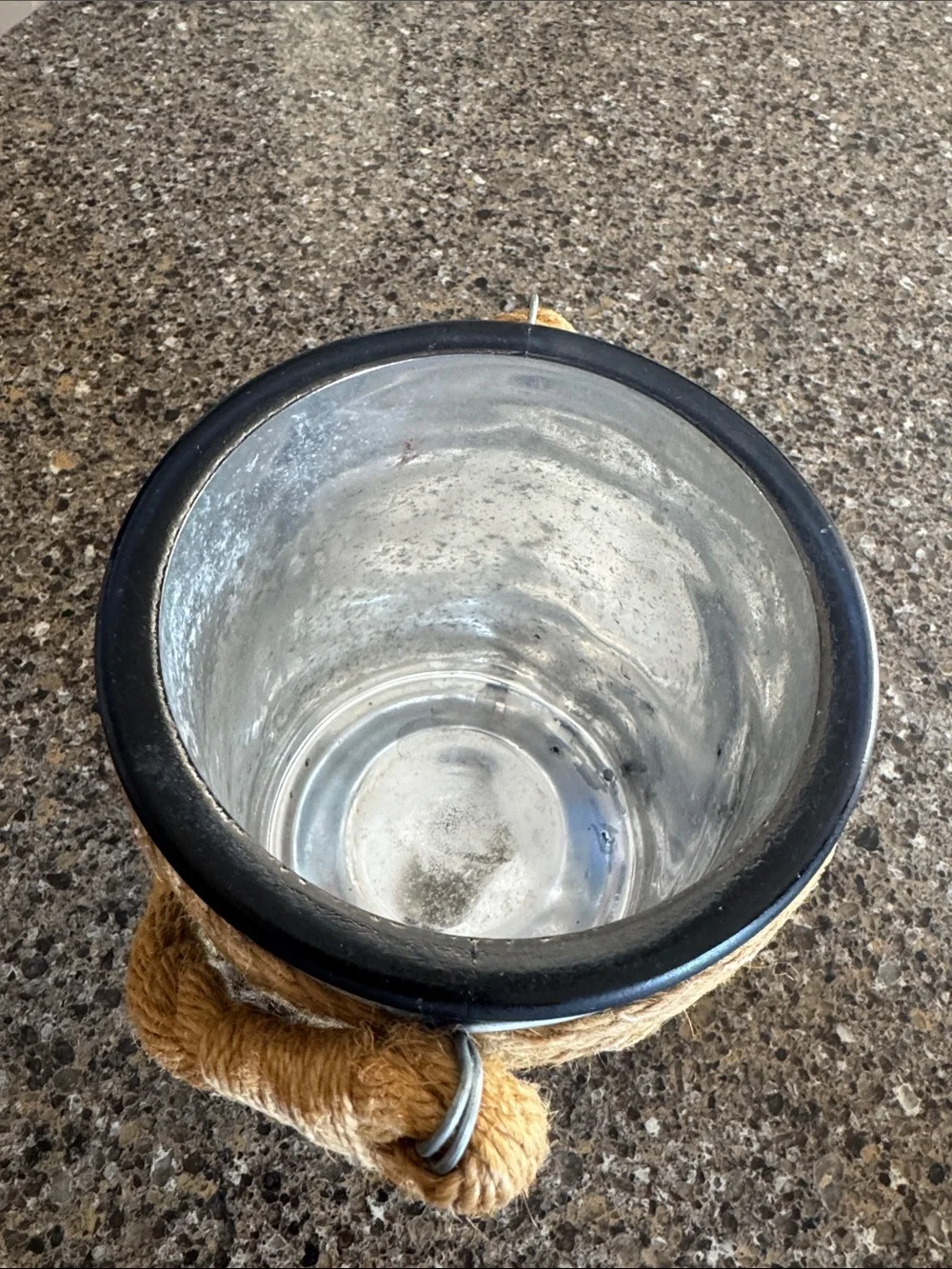 Deep Blue Rope-Handled Decorative Candle Holder or Catchall
